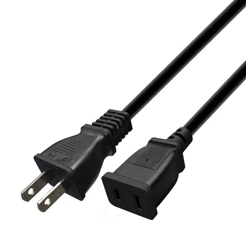 Short And Handy USA Outlet Saver Power Extension Cord 125V 10A 2 Prong 2 Outlets NEMA 5 15P To NEMA 5 15R black cord