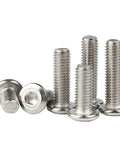 304 Stainless Steel Hex Socket Flat Head Furniture Bolts Set For Woodworking M4 25mm 10 Pieces close-up on hex drive