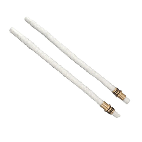 Close-up of fiberglass wicks from Wine Bottle Torch Kit With Brass Wick Holders And Copper Caps For Garden Patio Outdoor Use Includes Eight Fiberglass Wicks And Easy Install To Transform Standard Bottles Into Durable Lit Outdoor Glow.