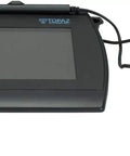 Slick 4x5 Inch Backlit LCD Signature Capture Pad With Responsive Touchscreen For Digital Signatures And Counter Checkout Hassle Free Mount Renewed Paperless Office Tool, black design and connected pen.