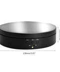 KobeIeen Electric Jewelry Turntable Display With 3 Speed Settings, sleek black base with mirror finish, measures 138mm x 35mm.