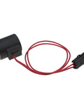Black 12V Solenoid Valve Coil For Hydraforce Stems 10 12 16 38 58 Series 5 Eighth Inch Hole Drop In Replacement Part 6359412 with red wires.