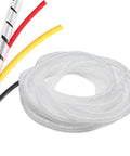 Half Inch 20 Ft Spiral Cable Wrap for wires and cables shown in white with sample cables for computer electronics home office use