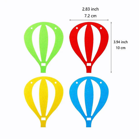 Colorful Felt Hot Air Balloon Garland Two Pack Banner Easy To Set Up For Birthday Party Sky Theme Wall Decor pieces with dimensions