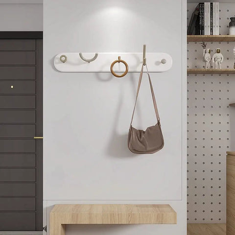 Heavy Duty Wrought Iron Wall Coat Hooks With Zero Hassle Setup For Bedroom And Entryway modern five arm rack with light bags.