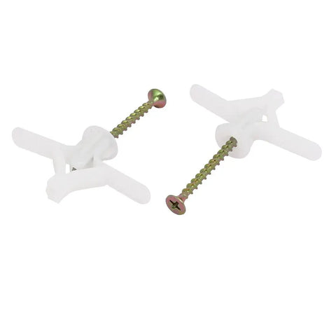 Heavy Duty Nylon Toggle Anchors With Self Tapping Screws Drywall Hollow Wall Fixings For Pictures Shelves Mirrors 25 Pack White And Bronze Tone Fasteners For A Rock Solid Grip No Sweat Ever