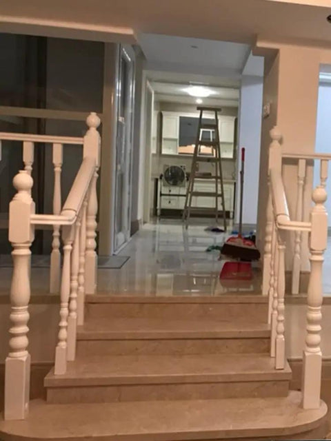 White Wooden Balusters Top Tier Quality on staircase with light interior, adding a classic look for easy installation.