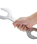 Four In One Bike Headset Wrench For Front Forks 30 32 36 40 Mm CrMo Steel Tough As Nails And Lightweight Repair Tool held in hand