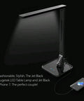 Eye Care LED Desk Lamp With 27 Recessed LEDs, 5 Brightness Levels, USB charging port in black finish for home office use