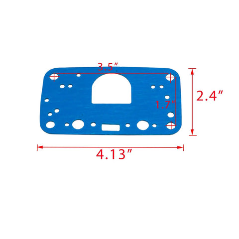 Beefed-Up 8-2000QFT Carburetor Rebuild Gasket Kit For 4150 Series Carburetors, Blue gasket dimensions highlighted