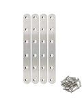 4 Pack Flat Mending Plate For Wood Stainless Steel Straight Brackets 200mm Eight Inch Length With Six Screw Holes For Repair And Joining