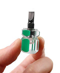 Close-up of Ultra Short Sewing Machine Screwdriver Set With Flat Head And Phillips Bits For Tight Spots Great For Sewing Projects With Clear Plastic Handles And A Six Slot Grip For Easy Torque