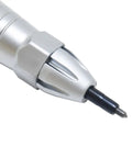 Close-up of Industrial Grade Pneumatic Scribe Air Engraving Pen featuring carbide tip for precise fossil cleanup.