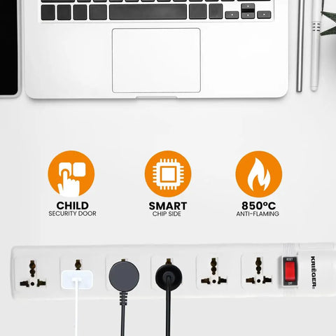 Workhorse Universal Power Strip With Six Outlets And Six Foot Cord 220 240V Surge Protector displayed on a white surface