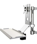 Heavy Duty Dual Monitor Mount Built Like A Tank With Rock Solid Aluminum Alloy Construction Smooth Angle Rotation Fits Any Workspace Desk Setup Like A Glove, showing sturdy aluminum frame.