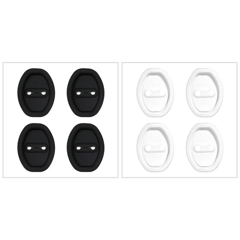 Slick Auto Door Lock Buffers Shield Metal Buckles From Gnarly Scratches While Acting As Sound Deadening Cushions For A Tight Fit And Super Smooth Shuts On Your Daily Driver Keeping Trim Fresh. Black and white silicone door lock bumpers.
