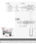 Beefy Push Pull Toggle Clamp With Double Head And Quick Release Heavy Duty 39Mm Stroke 136 Kg Clamping Force For Welding And Fixtures Dual Pressure Heads With Rubber Pads For Vertical Or Horizontal Hold technical drawing