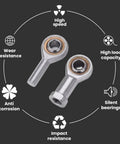 Top Notch Self Lubricating Rod End Bearings Pack PTFE Composite Material SA4P/K M4x0.7 Male Thread Heim Joint Low Noise High Speed Performance For Industrial Machinery And Linkages, two metal rod ends