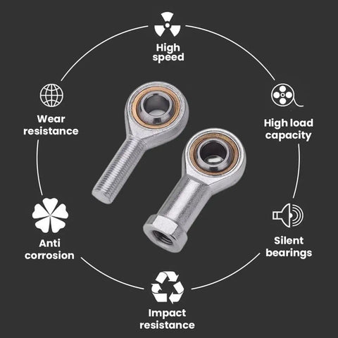 Top Notch Self Lubricating Rod End Bearings Pack PTFE Composite Material SA4P/K M4x0.7 Male Thread Heim Joint Low Noise High Speed Performance For Industrial Machinery And Linkages, two metal rod ends