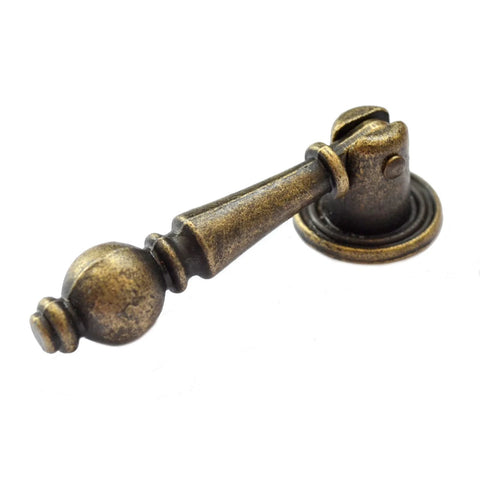 Four Piece Antique Bronze Drawer Pulls Set With Single Hole Mount, Vintage Decorative Handles For Dresser Cabinet, zinc alloy