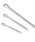 Three zinc plated cotter pins from the 20 Pcs Cotter Pin Set M3 X 60Mm Zinc Plated Hairpin Clips For Lawn Mowers And Garden Equipment Tough As Nails Heavy Duty Locking Pins With High Elasticity And Wear Resistant Finish, showing different sizes.