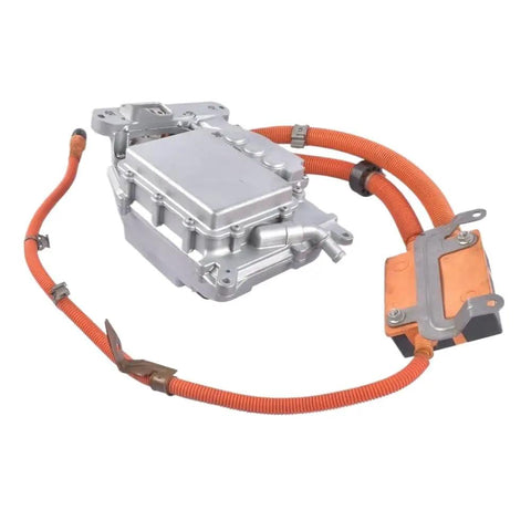 Straight Swap Electronic Module Inverter Replacement For Mercedes S400 V6 with orange cables and silver casing.