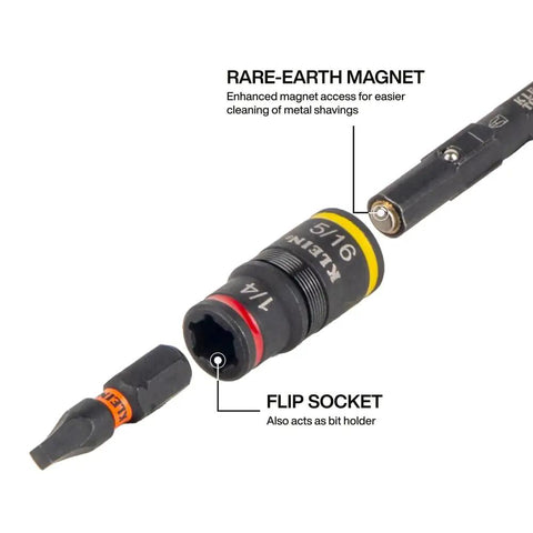 Flip Socket Conduit Reamer 3-In-1 Impact Rated Tool for Half Inch Three Quarter Inch and One Inch Conduit with Magnetic Bit Holder