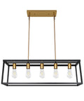 Dope Industrial Modern Farmhouse Kitchen Island Light Chandelier In Black And Brass 5-Light Rectangular Bar Pendant