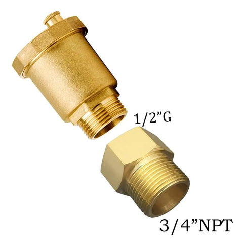 Brass Automatic Float Valve Kit With 3/4 NPT Air Bleeder Release Vent Valve Pipe Fitting Connector Adapter And Universal Fittings