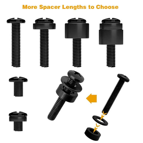 Various screws and spacers from the TV Mount Hardware Kit With M4 M5 M6 M8 Screws And Spacers For VESA Compatible TVs And Monitors Up To 80 Inches