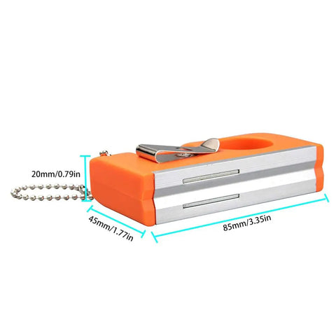 Spirit Level Tool Small Pocket Level with 2 Bubble Spirit Leveler Metal Keychain 3PCS showing orange body and measuring details.