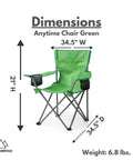 Anytime Chair For Camping And Outdoors, Foldable And Portable Outdoor Folding Chair With Carry Bag, Durable Fabric And Strong Frame.