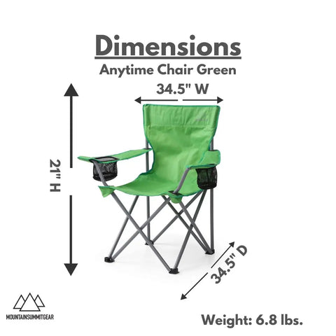 Anytime Chair For Camping And Outdoors, Foldable And Portable Outdoor Folding Chair With Carry Bag, Durable Fabric And Strong Frame.