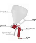 Top Shelf Drywall Texture Sprayer With Generous 0 79 Gallon Hopper and Smart Elbow Grip showcasing large capacity cup and ergonomic trigger.