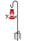 62 Inch Outdoor Shepherds Hook With 5 Prong Base, Adjustable Height Bird Feeder Pole For Hummingbird Feeder