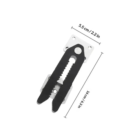 Premium Sectional Couch Connectors 4 Pack Universal Sofa Joint Snap Clips showing black and silver design with measurements.