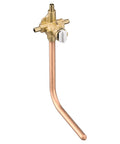 Posi-Temp Pressure Balancing Shower Valve With M-Pact System And Half Inch Crimp Ring PEX Connection shown in brass and copper