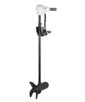 Electric Trolling Motor For Kayaks And Fishing Boats, 12V 55 Lbs Thrust, Transom Mounted Outboard with black propeller and shaft.