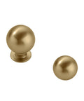 10 Pack 1 Inch Brushed Gold Cabinet Knobs And Drawer Pulls Set For Kitchen Cabinets Sleek Brushed Brass Small Ball Style Includes One Inch And One Half Inch Screws, showing side and top view