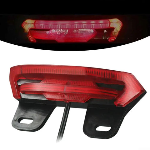 Must-Have Electric Bike Taillight With Bright Led Brake Turn Signals For Superior Night Safety, 36V To 60V Waterproof Rear Light For E-Bikers And Scooter Riders Looking To Boost Visibility Big Time., red plastic taillight with bracket and cable