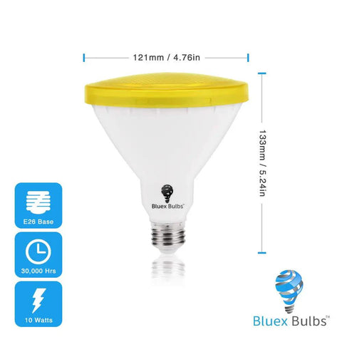 Two Pack Par38 Amber Yellow LED Bug Light Bulbs E26 Flood Light 10W 100W Equivalent Warm Bug Free Lighting For Home Porch Yard