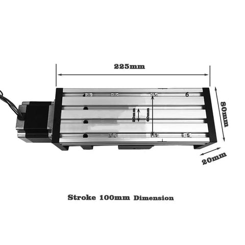 DC 24V Linear Module With Nema 23 Guide Stage Rail Motion Slide Table Ball Screw Actuator For CNC And 3D Printer Parts, 225mm x 80mm, 100mm stroke