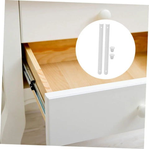 Open drawer with wood interior and overlay showing Plastic Drawer Slides Replacement Set White Bottom Mount Rails For Cabinets And Furniture, Heavy Duty Drawer Tracks With Plastic Guides For DIY Home Improvement And Easy Dresser Fix
