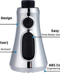 Pull Down Kitchen Faucet Spray Head With 3 Modes Stream, Spray, And High Pressure Rinse, Easy Push Button Switch, Chrome Finish
