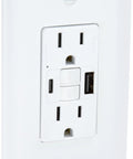 Radiant 15 Amp GFCI Self Test Tamper Resistant Decorator Duplex Electrical Wall Outlet With USB A And C Ports For Quick Charging White Finish Slim Design 1 Count