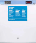 Compact Medical Freezer With Digital Thermostat And Secure Front Lock Nist Calibrated Thermometer white unit with digital display.