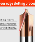 CNC Carbide Radius Corner Rounding End Mill Set 12mm Shank TiCN Coated close-up showing four edge slotting process.