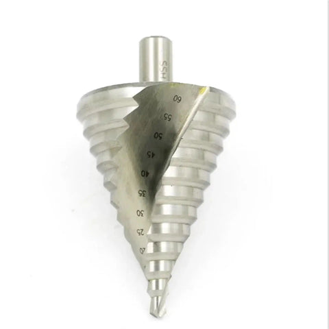 Built Like A Tank HSS Step Drill Bit 6-60mm with spiral grooves and triangle handle, designed for minimal vibration.