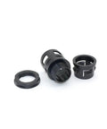Heavy Duty Straight Corrugated Conduit Fitting Connector For Electrical Flexible Nylon Cable Hose Gland Rock Solid IP65 Waterproof Rated Black 5 Pack components showing black nylon connectors