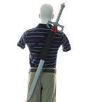 Mannequin with Large 33 Inch Nylon Sword Case For Katana Bokken Shinai Foam Sword And Cosplay Gear on back